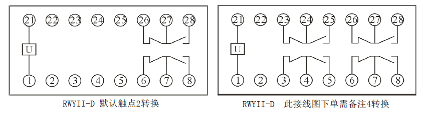 RWYII-D系列電壓繼電器內(nèi)部接線(xiàn)圖