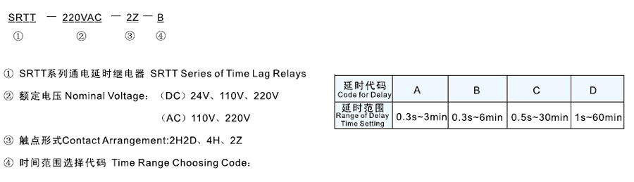 SRTT-110VDC-2H2D-D型號及其含義